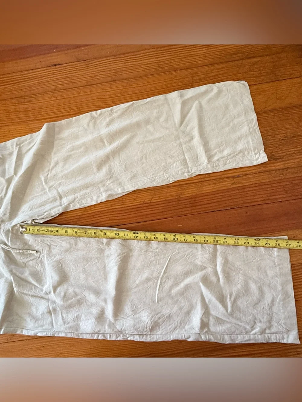 Zara linen blend beige wide leg trouser pants size small
